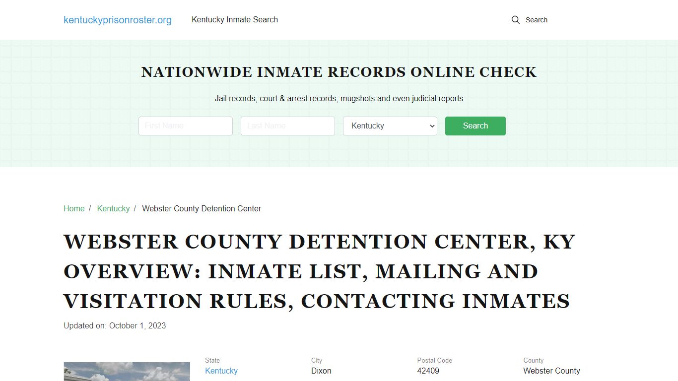Webster County Detention Center, KY: Offender Search, Visitation ...